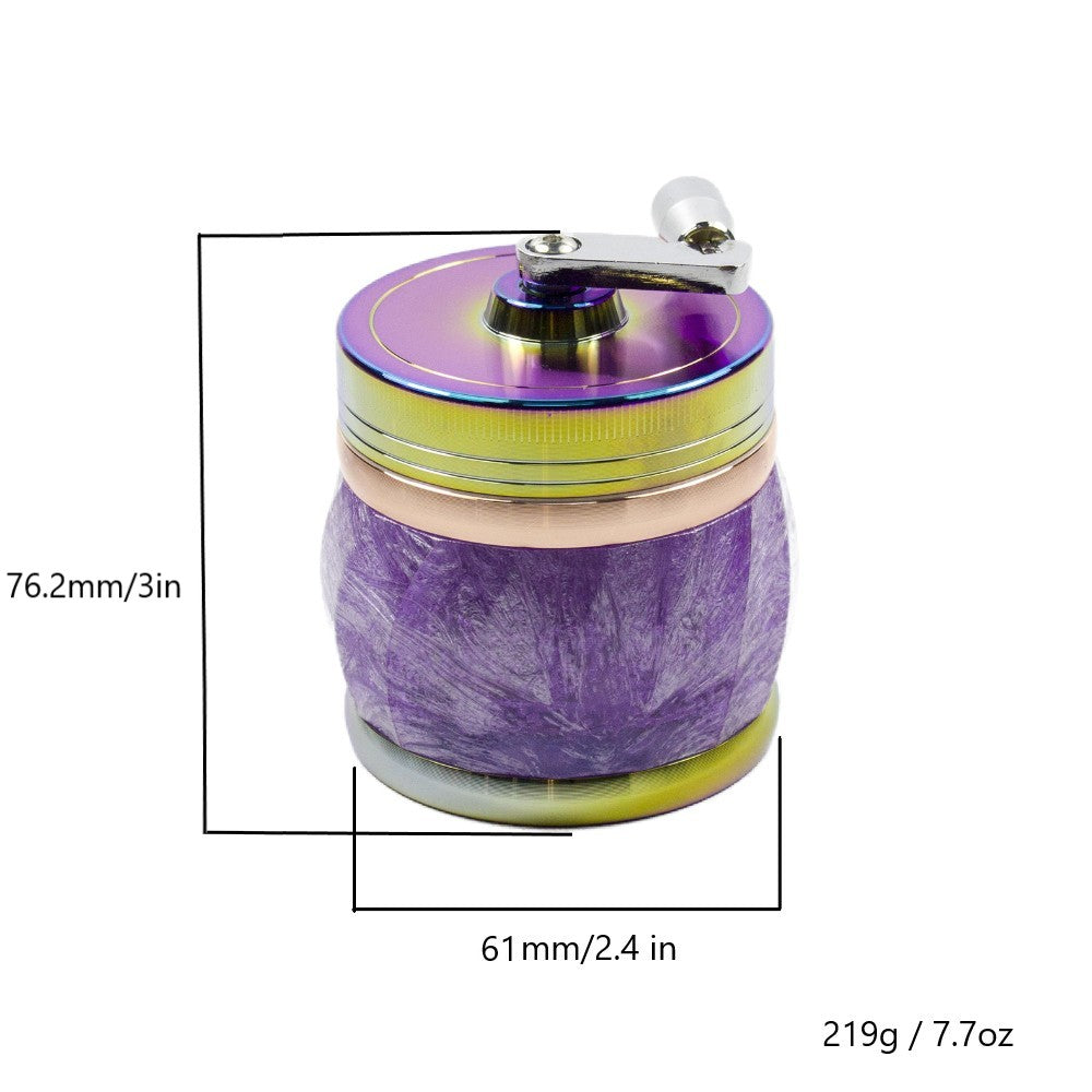 2.3" Colorful Crank Spice Herb Tobacco Grinder with Handle 4 Piece Crusher Gift