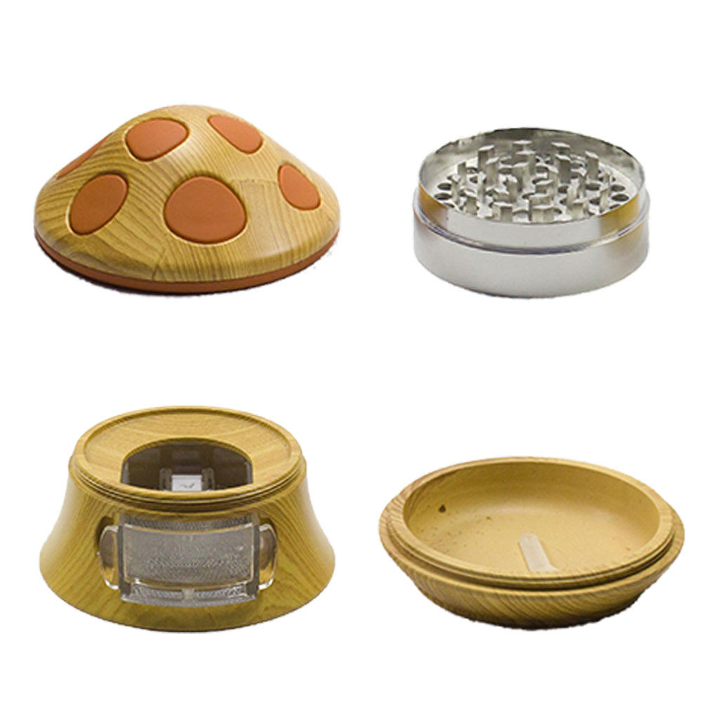 3" Premium 4 Layer Mushroom Grinder With Drawer Herb Spice Crusher for Kitchen