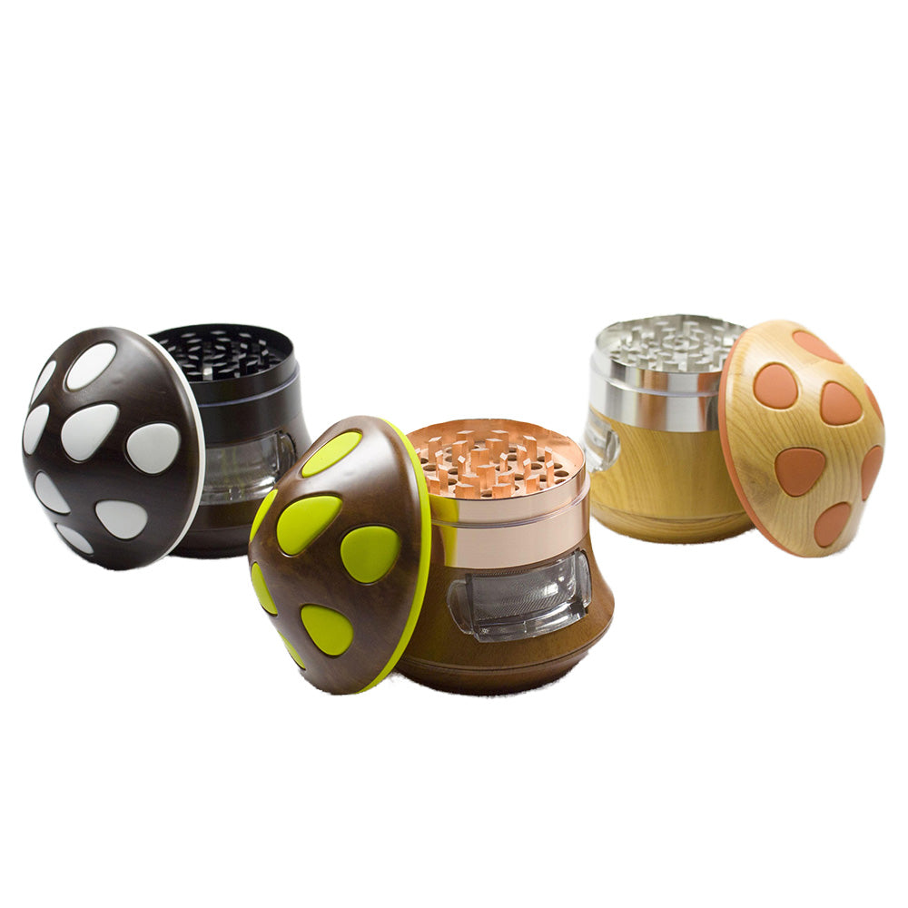 3" Premium 4 Layer Mushroom Grinder With Drawer Herb Spice Crusher for Kitchen