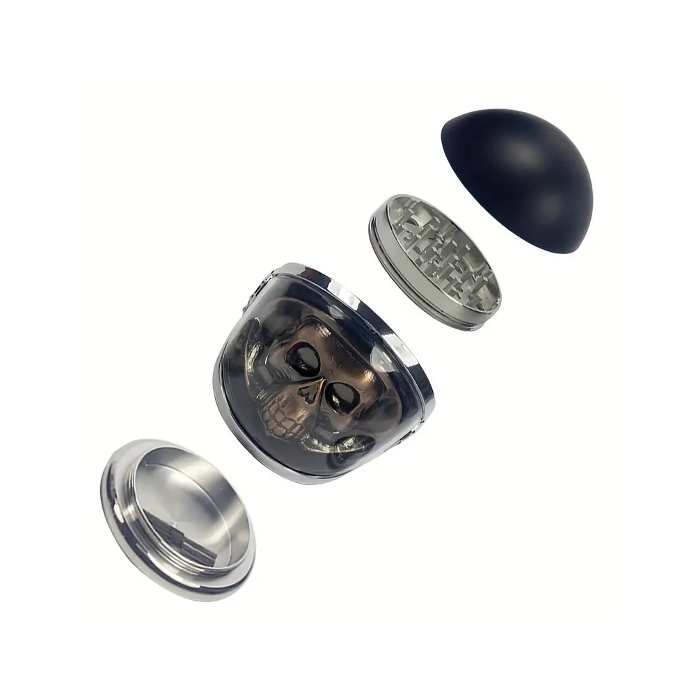 3" 4 PC 3D Copper Metal Skull in Helmet Tobacco Herb Spice Grinder Smoke Crusher