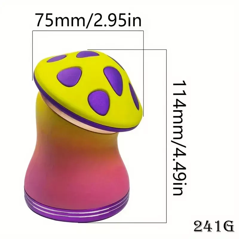 3" 4Pc Metal Mushroom Tobacco Herb Spice Grinder Smoke Crusher Halloween gift