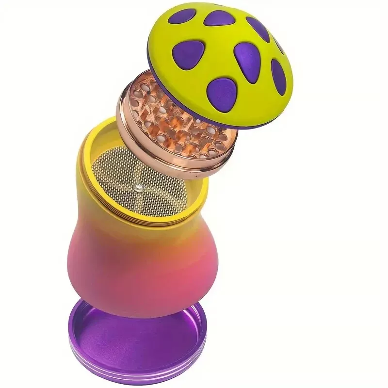 3" 4Pc Metal Mushroom Tobacco Herb Spice Grinder Smoke Crusher Halloween gift