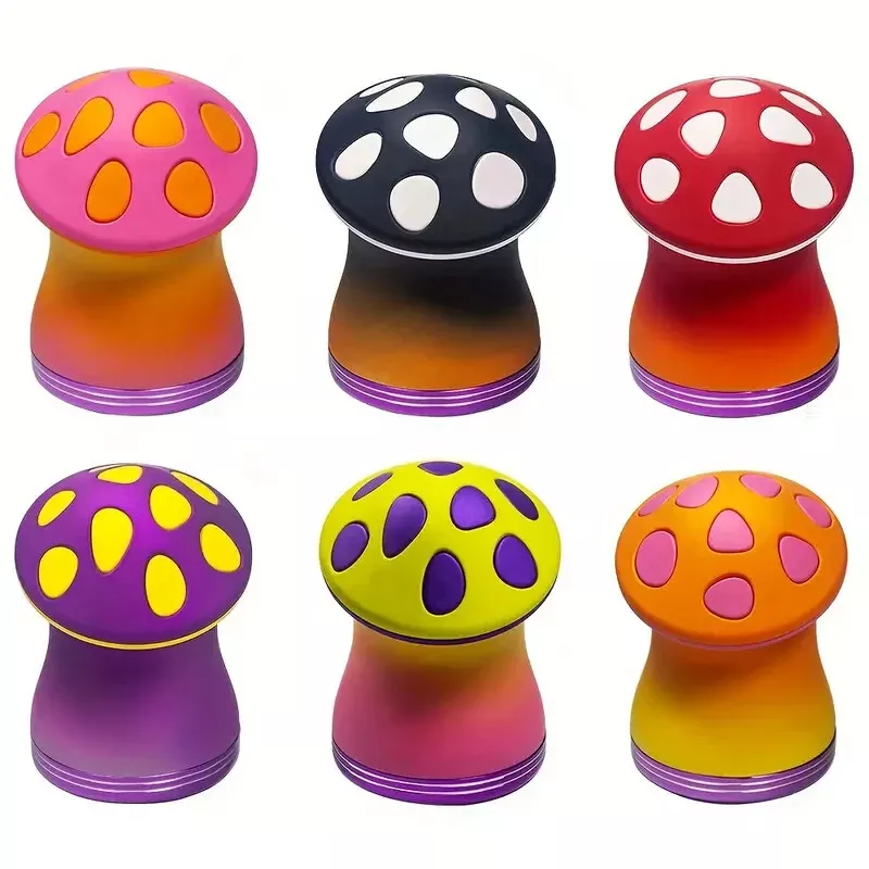 3" 4Pc Metal Mushroom Tobacco Herb Spice Grinder Smoke Crusher Halloween gift