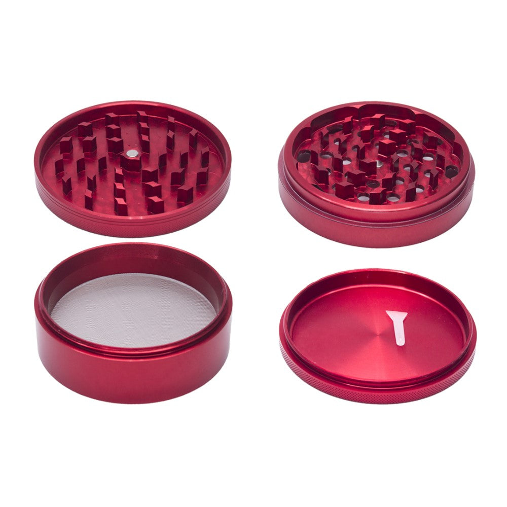 4" Aluminum Huge 4 Piece Grinder Tobacco Herb Spice Crusher w/ Gift Box Red