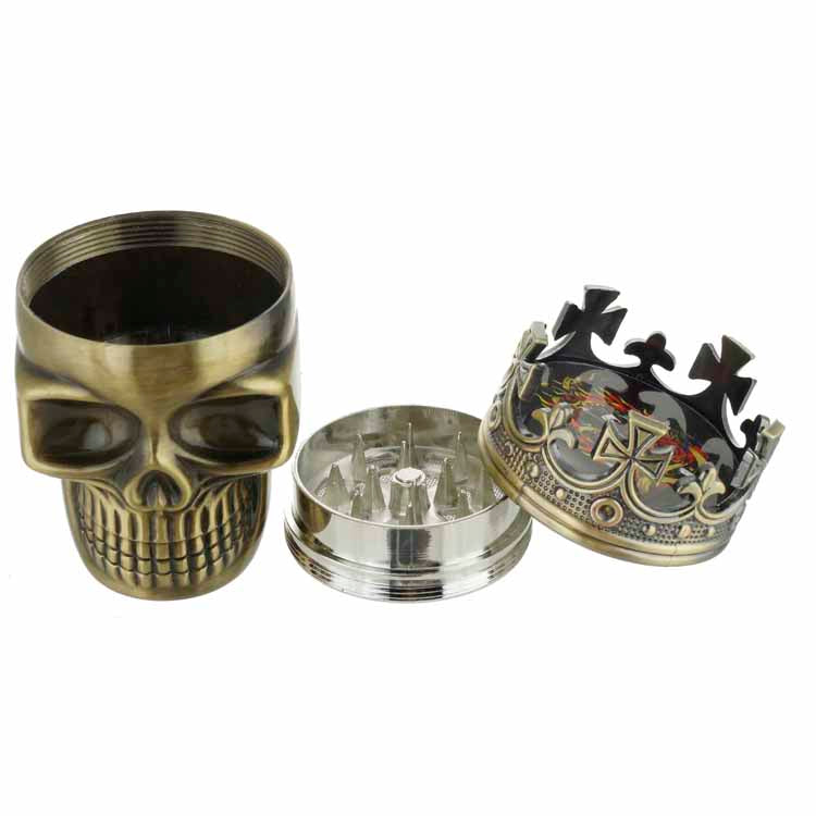 3 Piece Skull Metal Alloy Tobacco Spice Grinder Crusher USA Seller W/ Gift Box