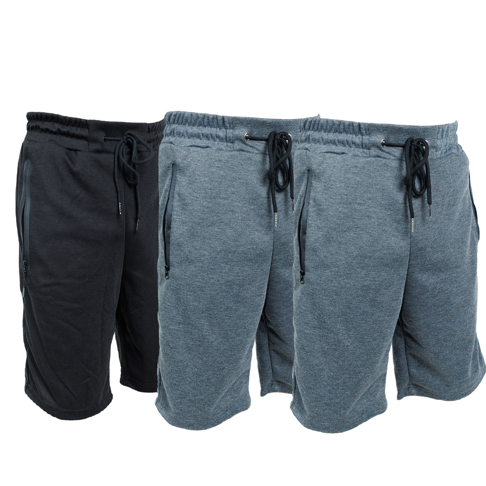 3 Pack Men Sweat Shorts Soft Casual Zipper Pocket Fleece Lounge Gym short S-3XL