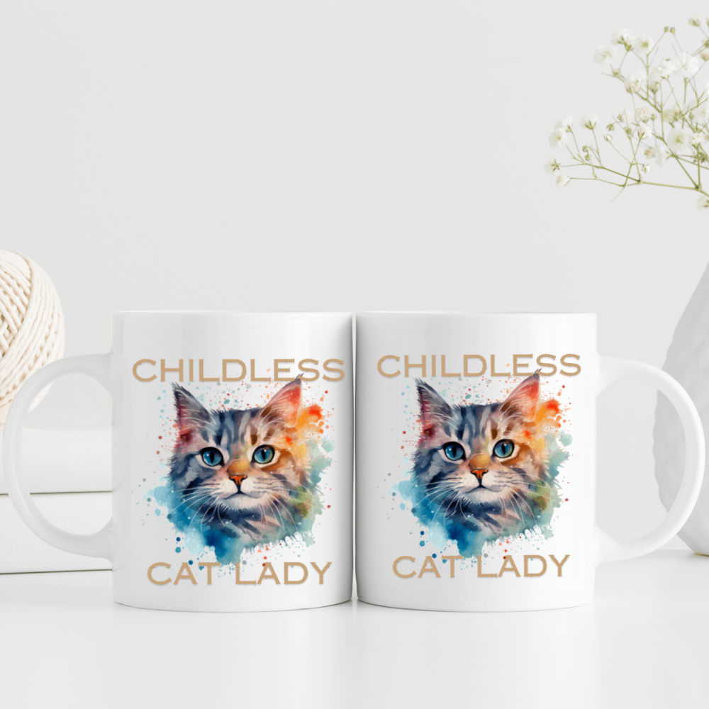 11 oz,3A grade, 330 ml, 2024 vote , Funny Ceramic mug  Childless Cat Lady 2024 cup funny mug, best Halloween Christmas gift coffe cup