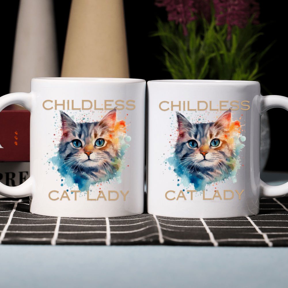 11 oz,3A grade, 330 ml, 2024 vote , Funny Ceramic mug  Childless Cat Lady 2024 cup funny mug, best Halloween Christmas gift coffe cup