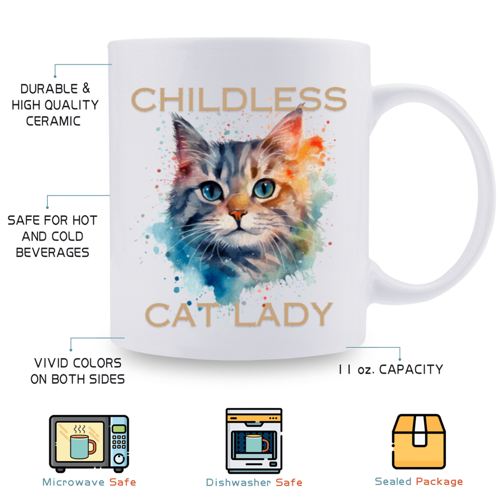 11 oz,3A grade, 330 ml, 2024 vote , Funny Ceramic mug  Childless Cat Lady 2024 cup funny mug, best Halloween Christmas gift coffe cup