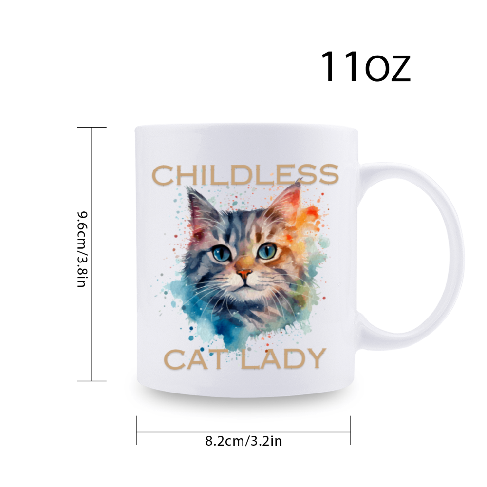 11 oz,3A grade, 330 ml, 2024 vote , Funny Ceramic mug  Childless Cat Lady 2024 cup funny mug, best Halloween Christmas gift coffe cup