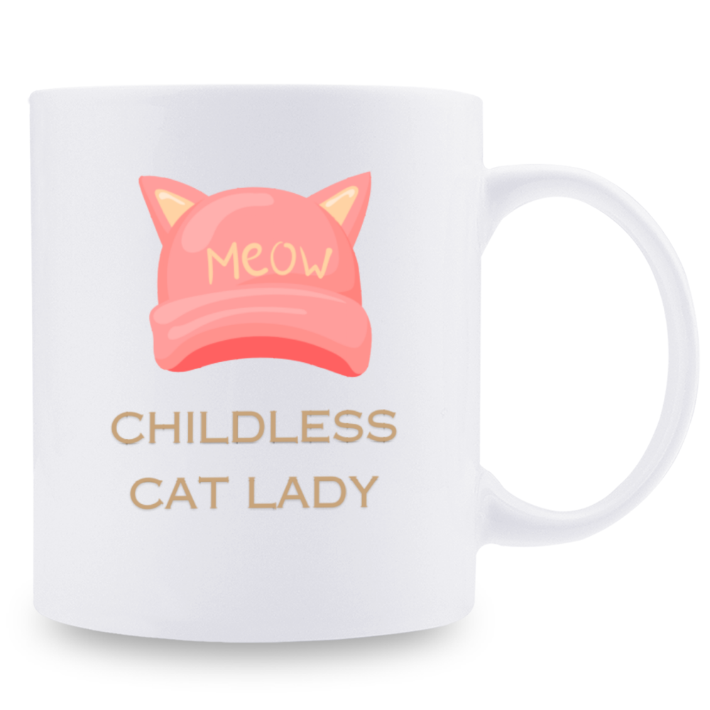 11 oz, 1pc，3A grade, 330 ml,  Funny Ceramic mug 2024 vote , Childless Cat Lady 2024 cup with 2 patterns of cats, best Halloween Christmas gift