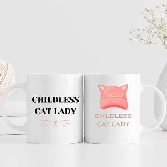 11 oz, 1pc，3A grade, 330 ml,  Funny Ceramic mug 2024 vote , Childless Cat Lady 2024 cup with 2 patterns of cats, best Halloween Christmas gift