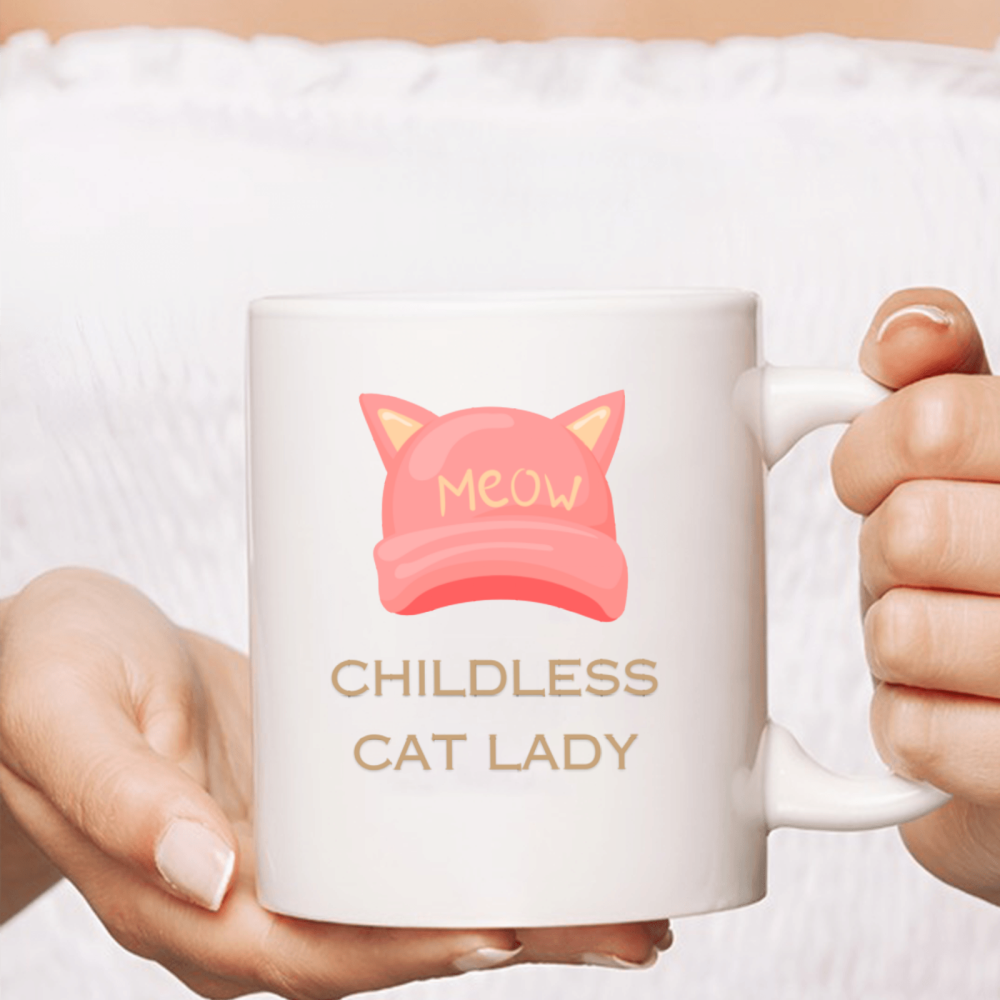 11 oz, 1pc，3A grade, 330 ml,  Funny Ceramic mug 2024 vote , Childless Cat Lady 2024 cup with 2 patterns of cats, best Halloween Christmas gift