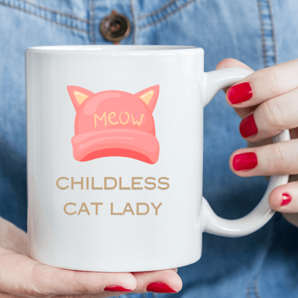 11 oz, 1pc，3A grade, 330 ml,  Funny Ceramic mug 2024 vote , Childless Cat Lady 2024 cup with 2 patterns of cats, best Halloween Christmas gift