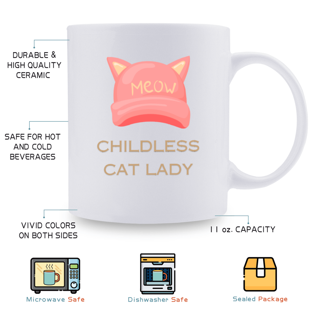 11 oz, 1pc，3A grade, 330 ml,  Funny Ceramic mug 2024 vote , Childless Cat Lady 2024 cup with 2 patterns of cats, best Halloween Christmas gift