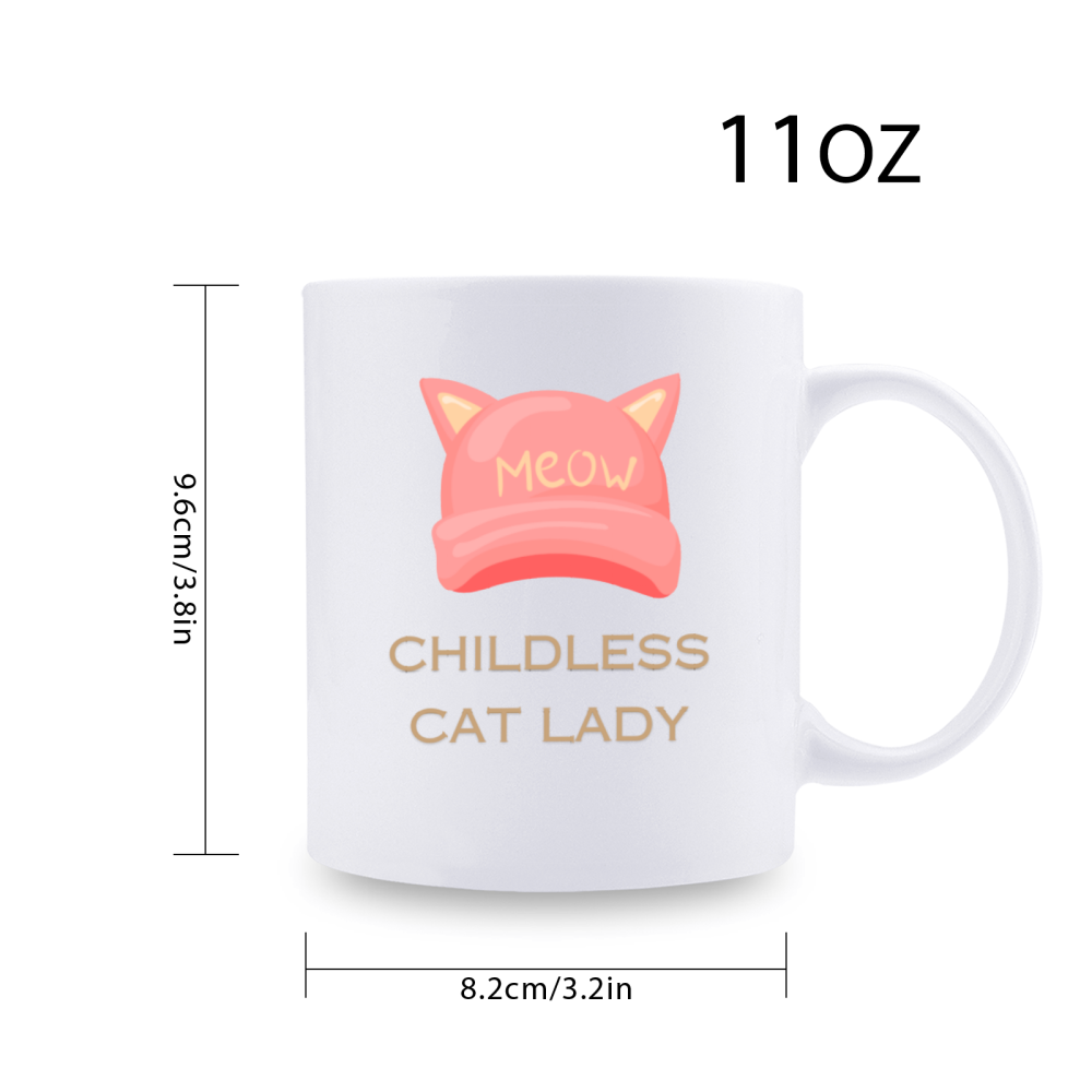 11 oz, 1pc，3A grade, 330 ml,  Funny Ceramic mug 2024 vote , Childless Cat Lady 2024 cup with 2 patterns of cats, best Halloween Christmas gift