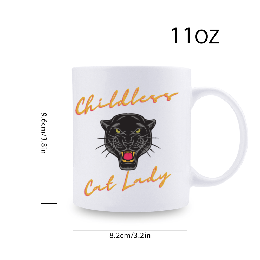 11 oz, 3A grade, 330 ml, 2024 vote , Funny Ceramic mug  Childless Cat Lady 2024 cup with 2 patterns， best Halloween Christmas new year gift，coffee cup