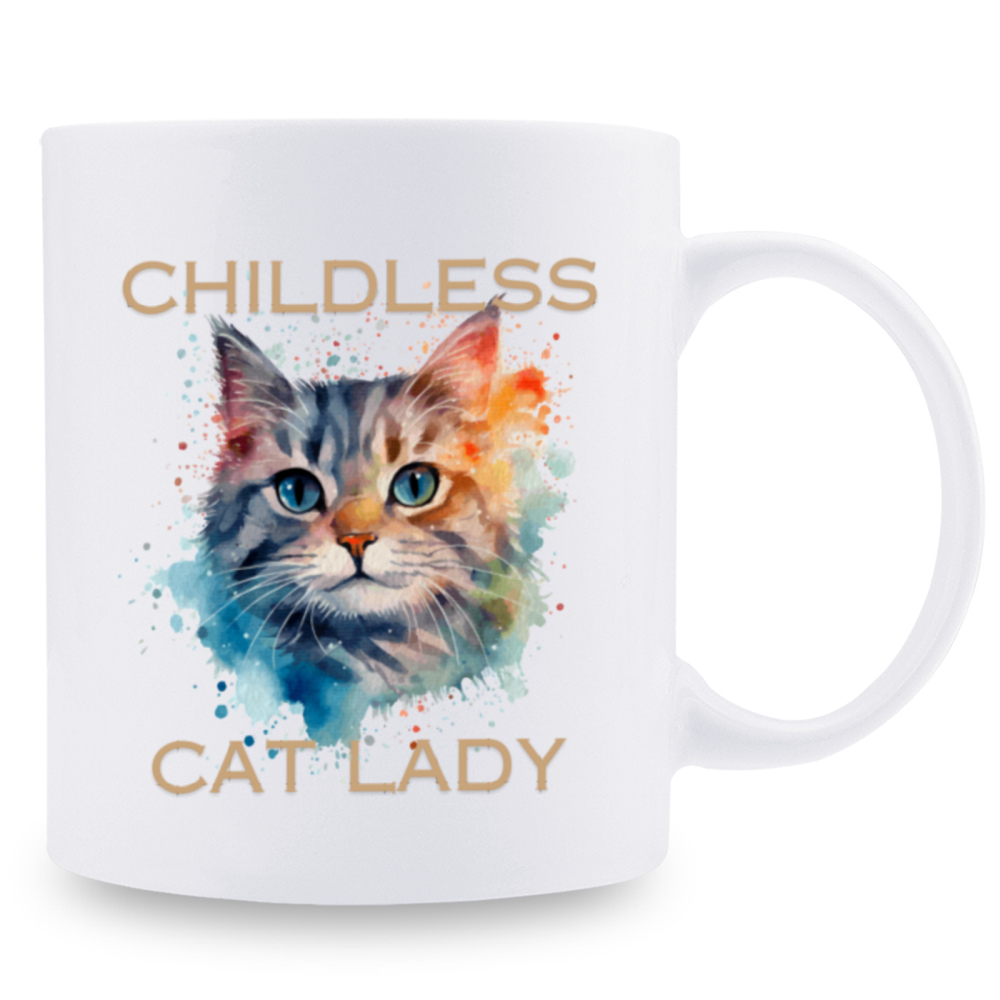 11 oz, 3A grade, 330 ml, 2024 vote ,  Funny Ceramic mug ，Childless Cat Lady 2024 cup with 2 patterns of cats, best Halloween Christmas gift