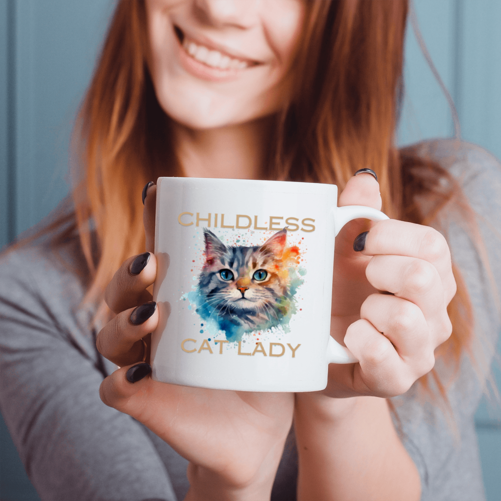 11 oz, 3A grade, 330 ml, 2024 vote ,  Funny Ceramic mug ，Childless Cat Lady 2024 cup with 2 patterns of cats, best Halloween Christmas gift