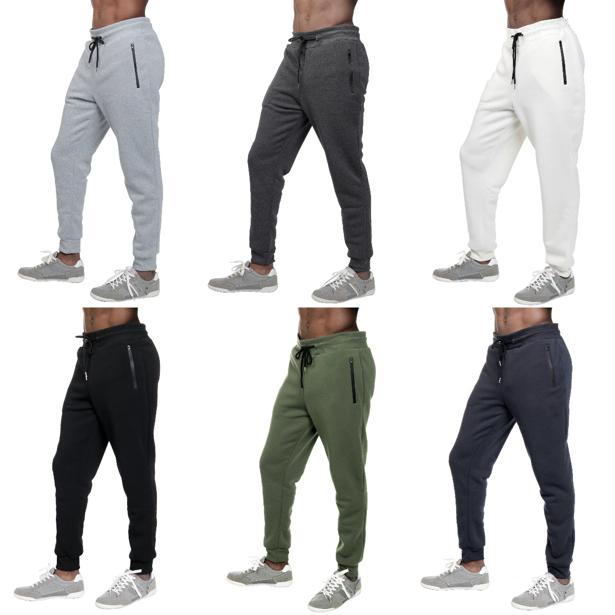 Men's Fleece Lined Slim Fit Casual Tech Jogger Sweatpants W Zipper Pockets S-3XL