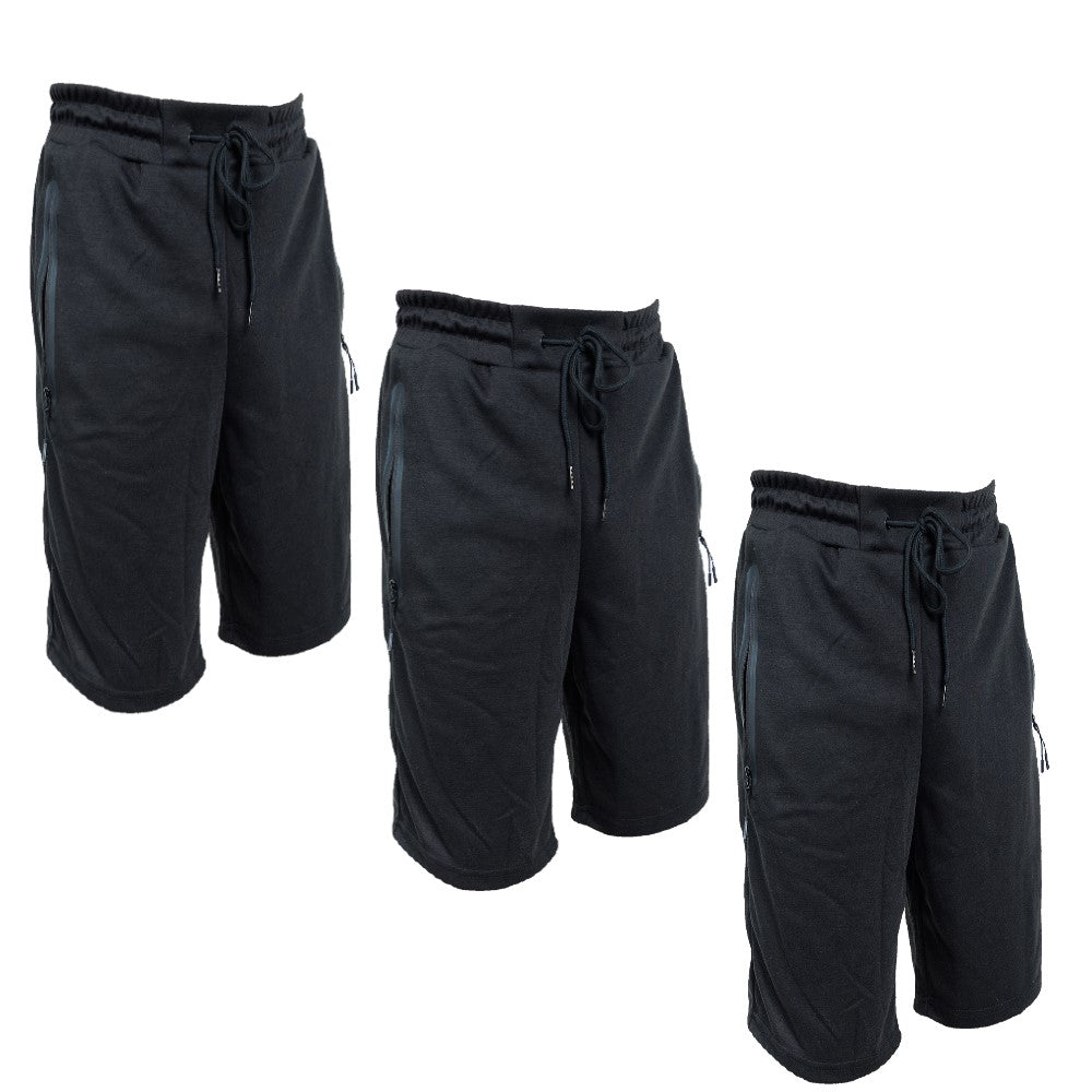 3 Pack Men Sweat Shorts Soft Casual Zipper Pocket Fleece Lounge Gym short S-3XL