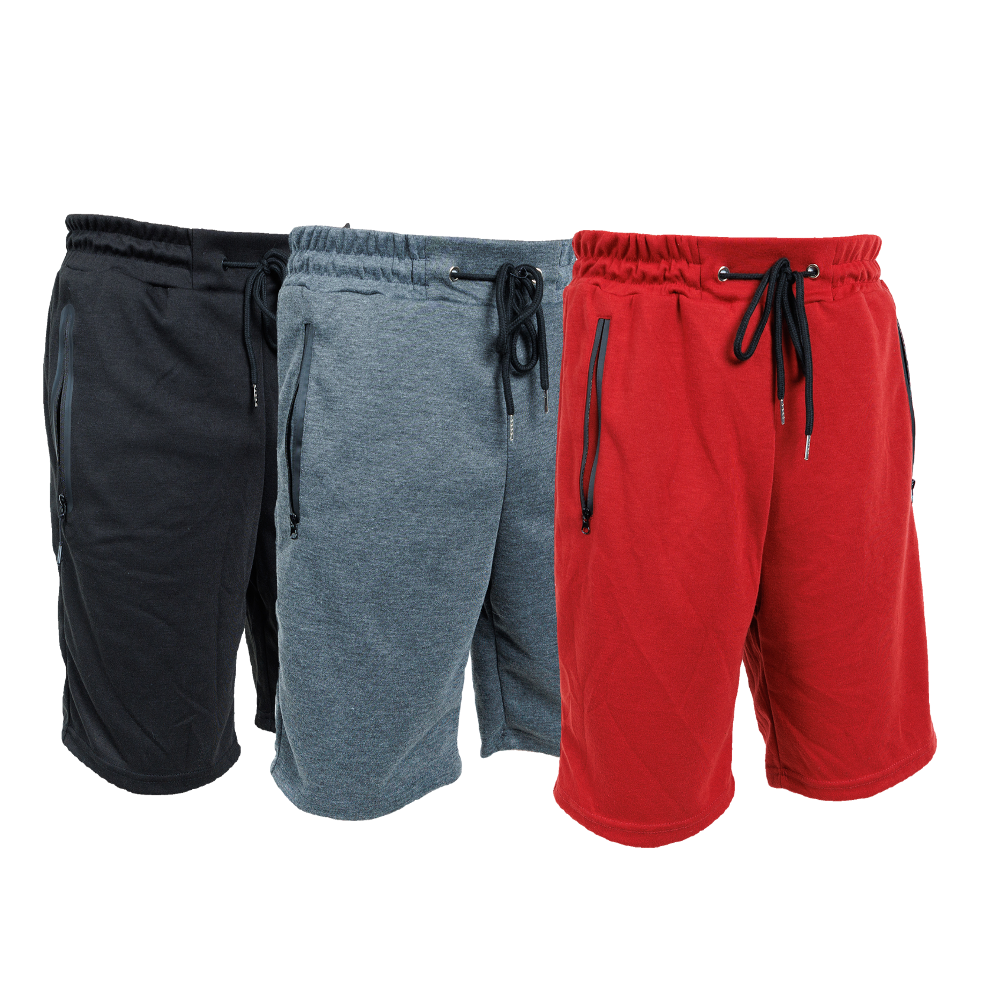 3 Pack Men Sweat Shorts Soft Casual Zipper Pocket Fleece Lounge Gym short S-3XL