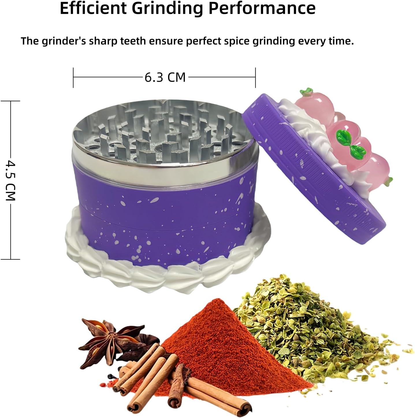 2.5" 4 PC 3D Birthday Cake Metal Tobacco Herb Spice Grinder Smoke Crusher Purple cute