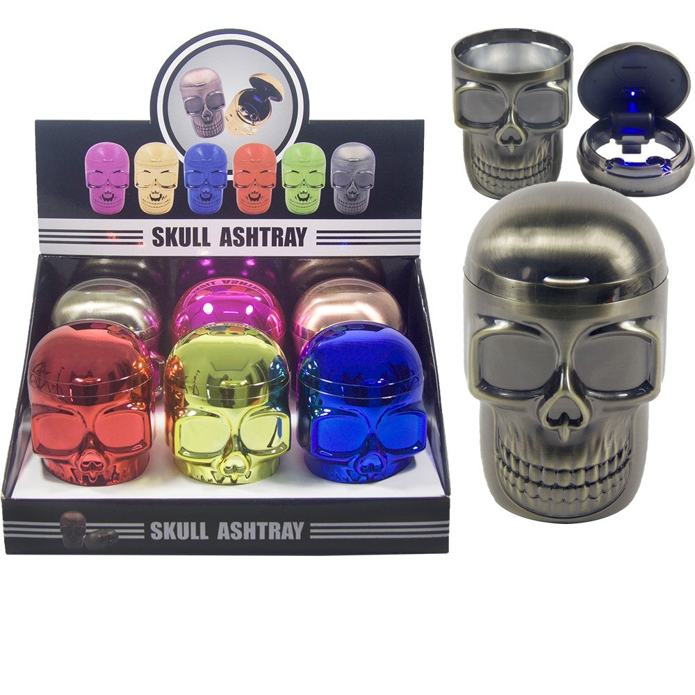 1pc Portable Car Travel Cigarette 3D Candy Skull Ashtray Holder Cup LED Light