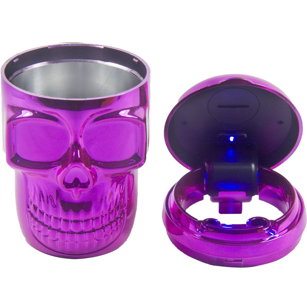 1pc Portable Car Travel Cigarette 3D Candy Skull Ashtray Holder Cup LED Light