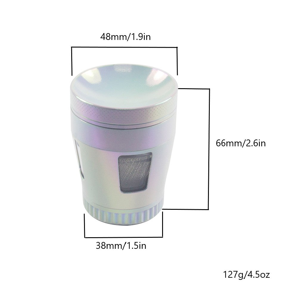 1.9" Tobacco Herb Spice 4 PC Iridescent Spice Crusher with Mesh Filter Grinder