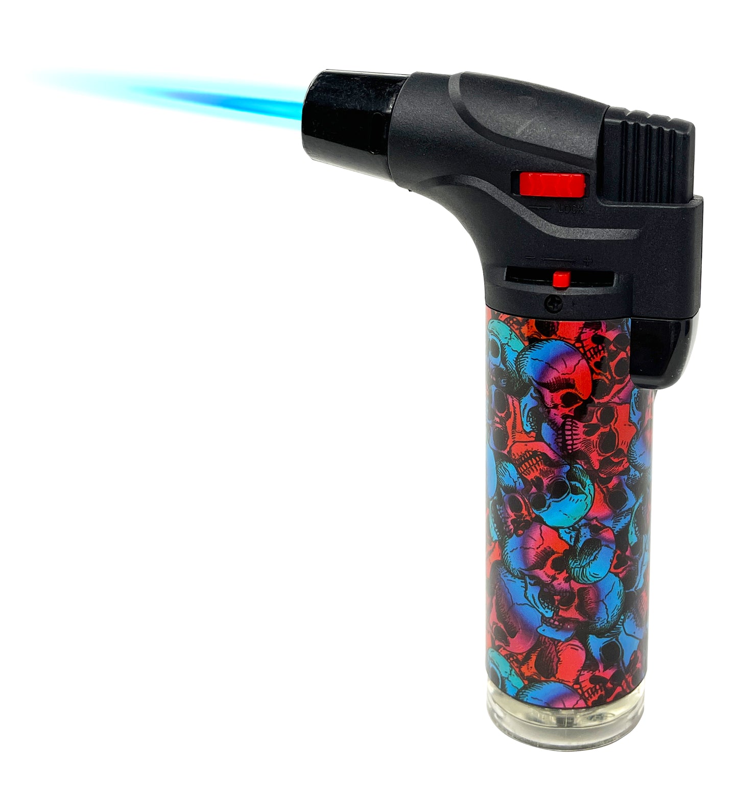 4 Pack Jumbo 4" Single Jet Flame Torch Gun Lighter Refillable Lockable Skull