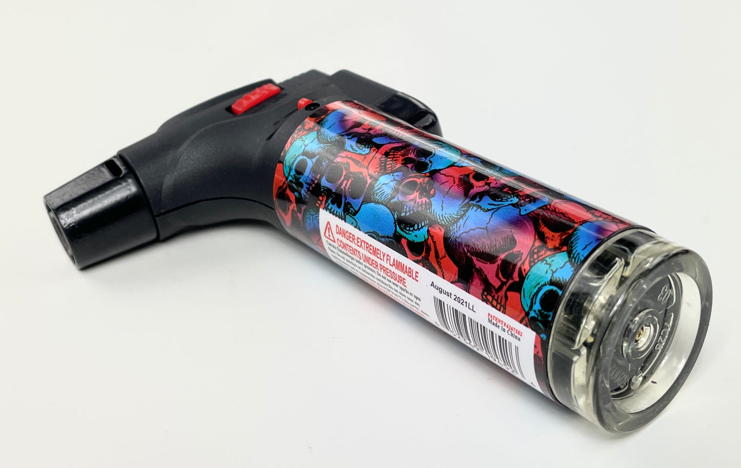 4 Pack Jumbo 4" Single Jet Flame Torch Gun Lighter Refillable Lockable Skull