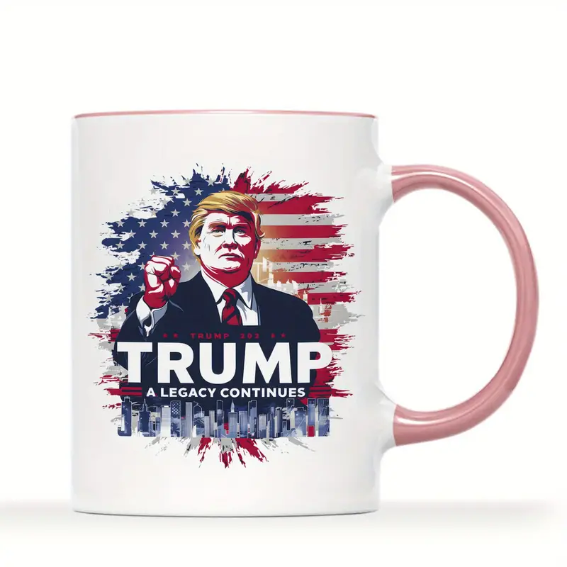 11oz TRUMP A LEGACY CONTINUES, Trump Mug, Funny Mug, Ceramic Coffee Mug, Room Decor, Novelty Gift, Summer and Winter Drinking Mug, Holiday Gift, Office Mug