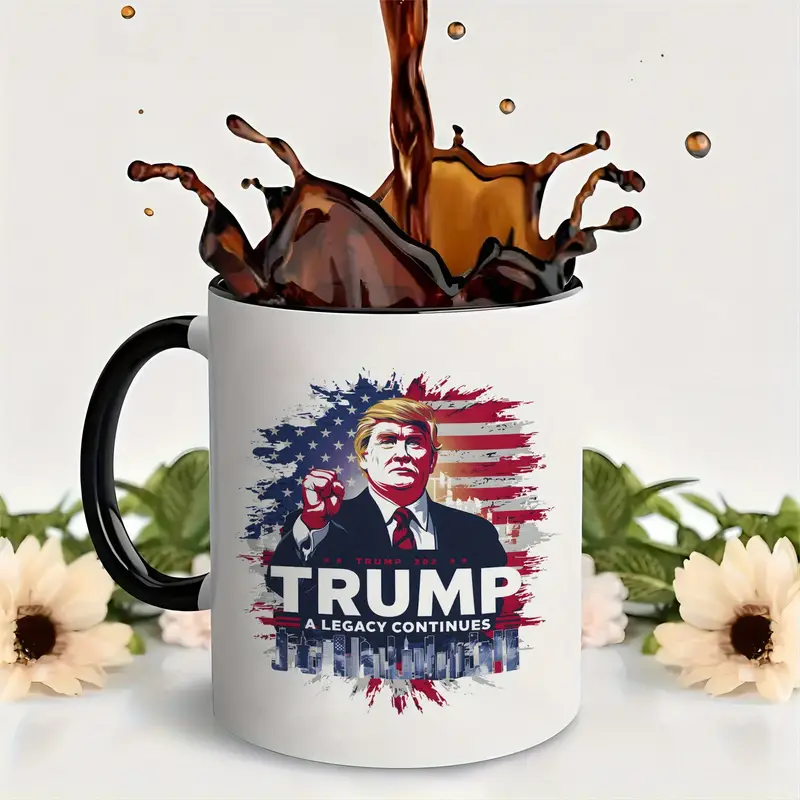 11oz TRUMP A LEGACY CONTINUES, Trump Mug, Funny Mug, Ceramic Coffee Mug, Room Decor, Novelty Gift, Summer and Winter Drinking Mug, Holiday Gift, Office Mug