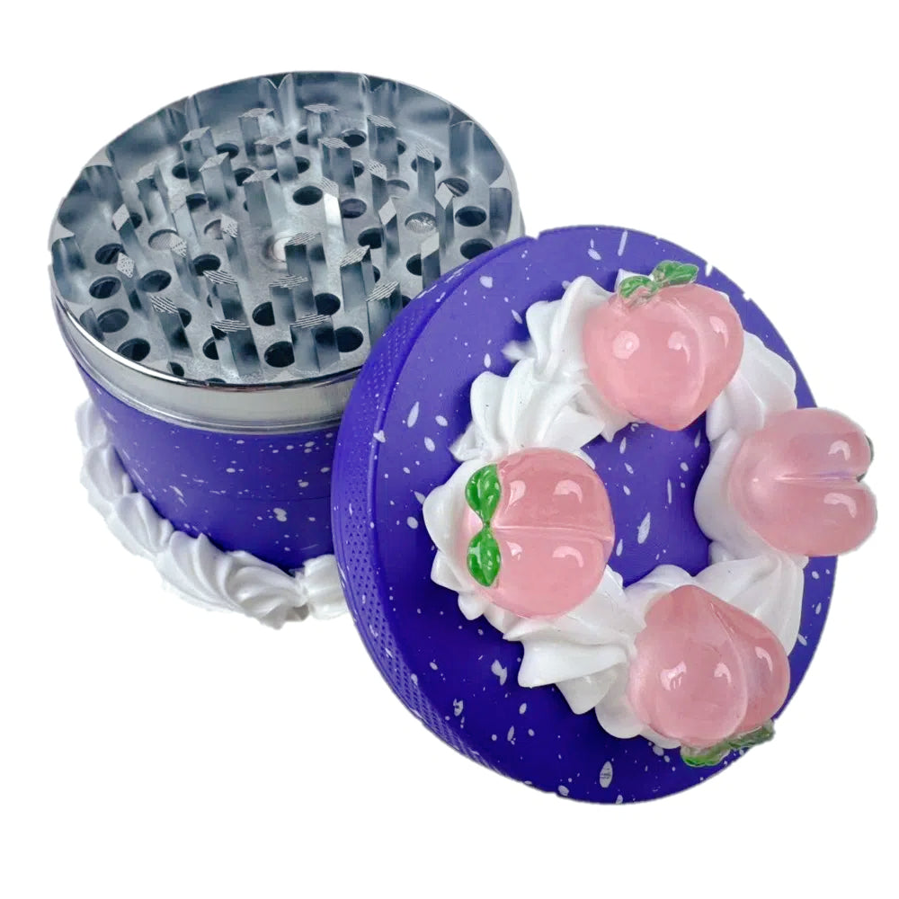 2.5" 4 PC 3D Birthday Cake Metal Tobacco Herb Spice Grinder Smoke Crusher Purple cute