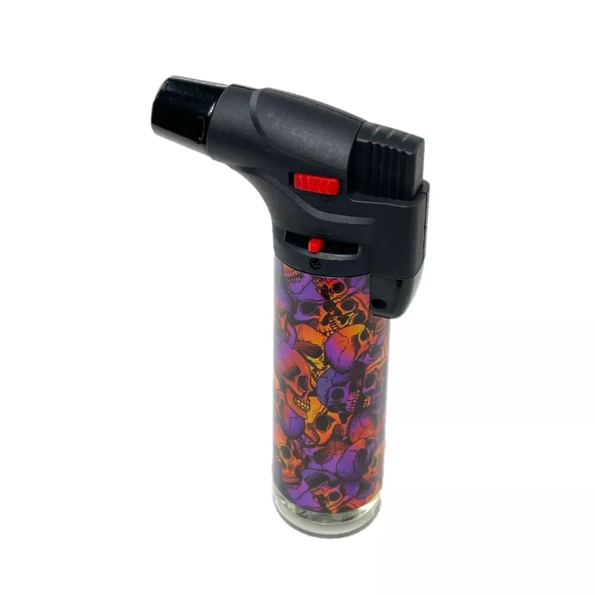 4 Pack Jumbo 4" Single Jet Flame Torch Gun Lighter Refillable Lockable Skull