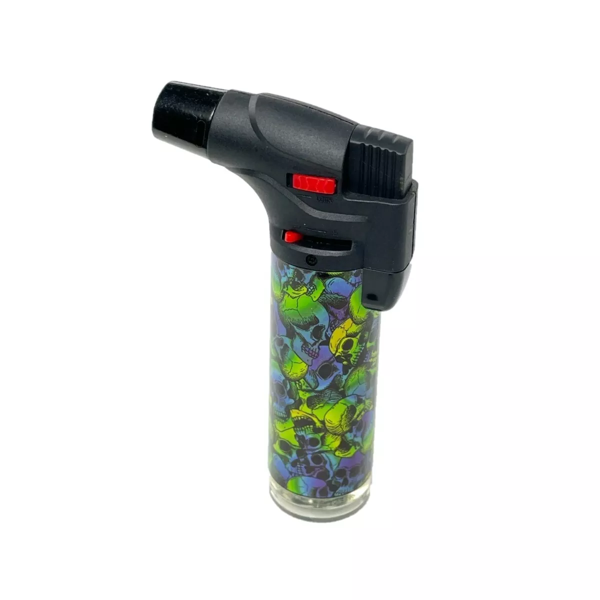 4 Pack Jumbo 4" Single Jet Flame Torch Gun Lighter Refillable Lockable Skull