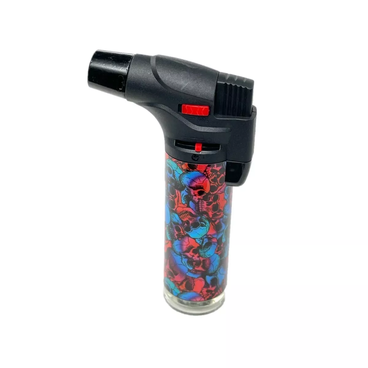 4 Pack Jumbo 4" Single Jet Flame Torch Gun Lighter Refillable Lockable Skull