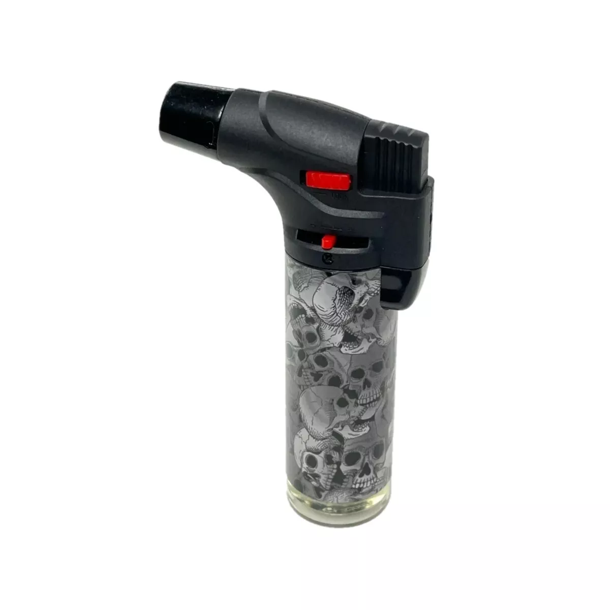 4 Pack Jumbo 4" Single Jet Flame Torch Gun Lighter Refillable Lockable Skull
