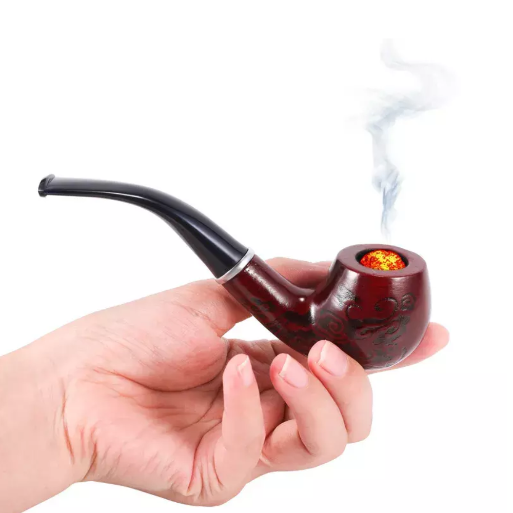 Durable Wooden Wood Smoking Pipe Tobacco Cigarettes Cigar Pipes Enchase No Stand