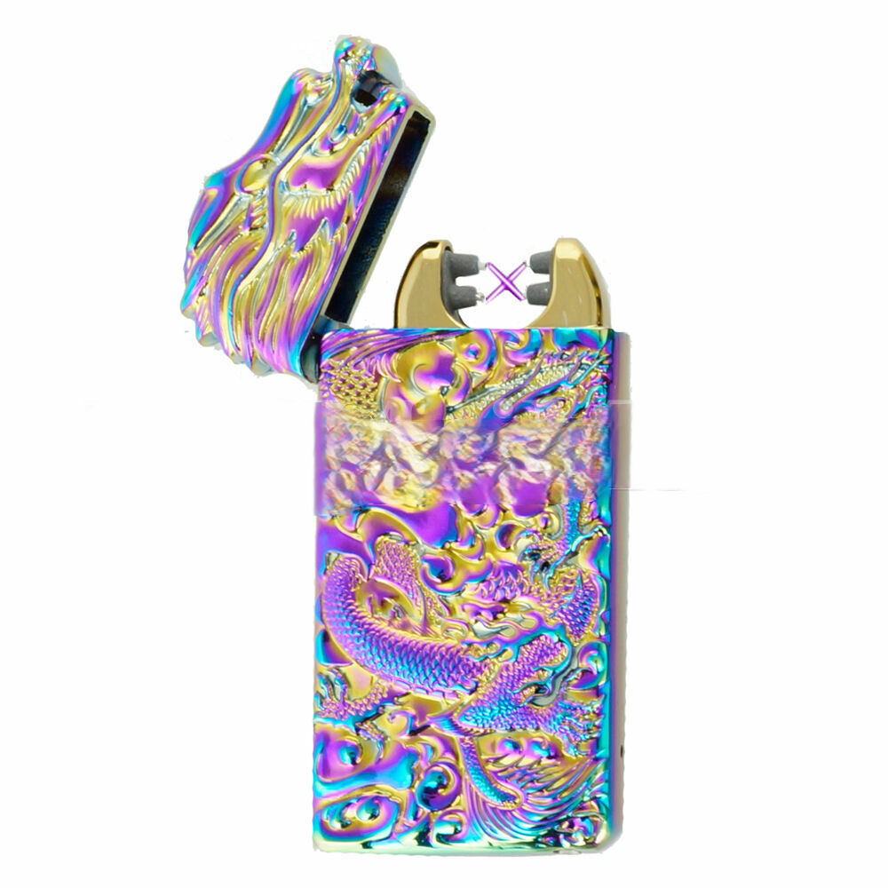 Dragon Shake Electronic Pulse Dual Arc Plasma Lighter with USB Rechargeable rainbow color