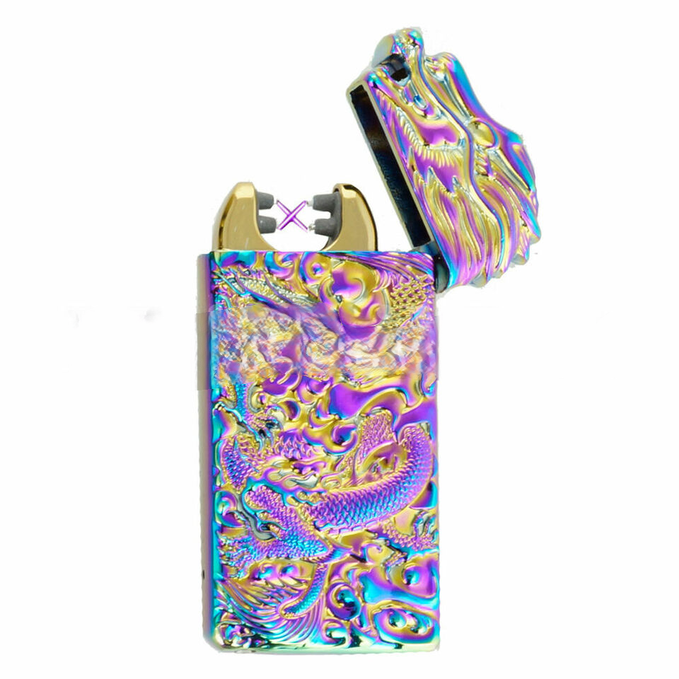 Dragon Shake Electronic Pulse Dual Arc Plasma Lighter with USB Rechargeable rainbow color
