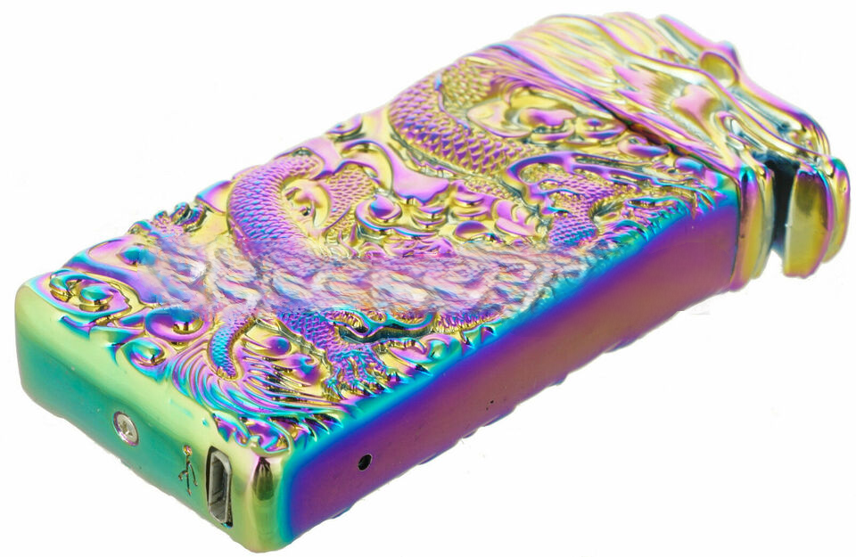 Dragon Shake Electronic Pulse Dual Arc Plasma Lighter with USB Rechargeable rainbow color