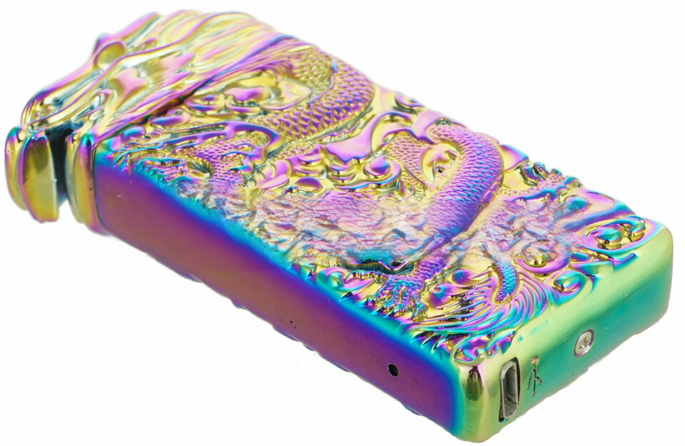 Dragon Shake Electronic Pulse Dual Arc Plasma Lighter with USB Rechargeable rainbow color